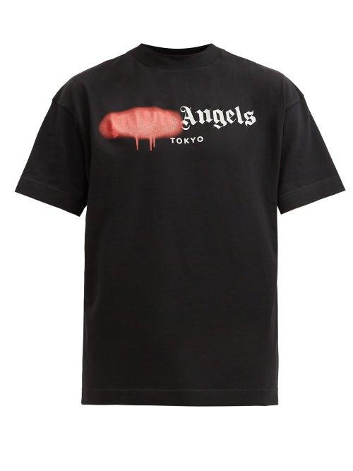 Matchesfashion.com Palm Angels - Tokyo Logo-print Cotton T-shirt - Mens - Black Red