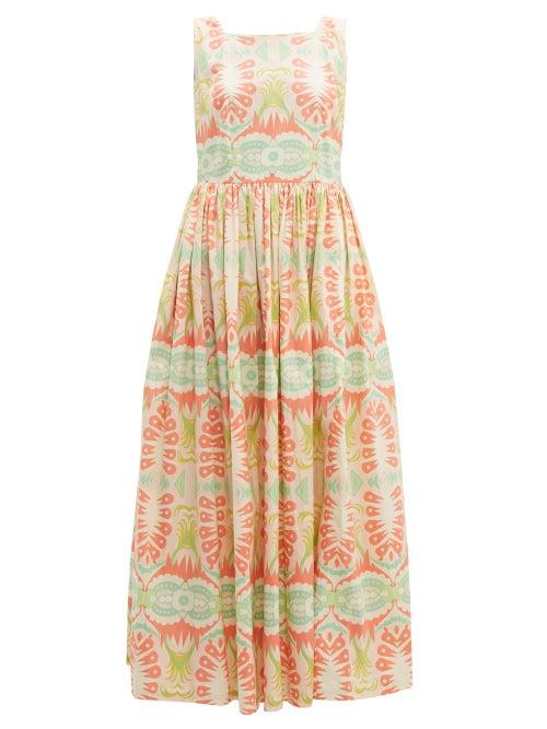 Matchesfashion.com Le Sirenuse, Positano - Julia Print Cotton Poplin Dress - Womens - Pink Multi