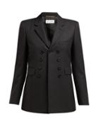 Matchesfashion.com Saint Laurent - Nine Button Single Breasted Cotton Blazer - Womens - Black