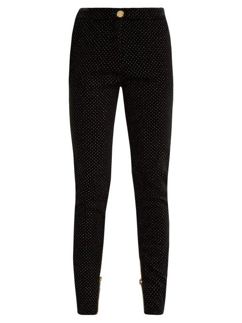 Matchesfashion.com Balmain - High Waisted Velvet Skinny Trousers - Womens - Black Multi