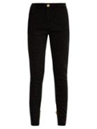 Matchesfashion.com Balmain - High Waisted Velvet Skinny Trousers - Womens - Black Multi