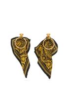 Matchesfashion.com Versace - Medusa Head & Baroque Print Silk Scarf Earrings - Womens - Gold