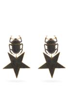 Matchesfashion.com Begum Khan - Pharaoh Faux-onyx & 24kt Gold-plated Clip Earrings - Womens - Black