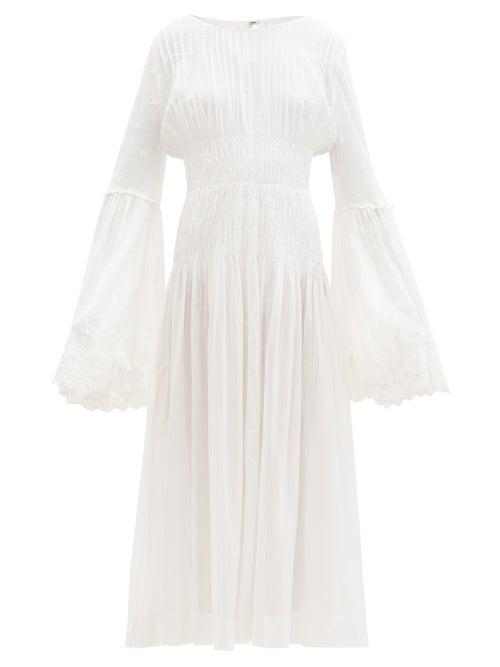 Matchesfashion.com Mimi Prober - Lucy Embroidered Organic Cotton-voile Dress - Womens - White