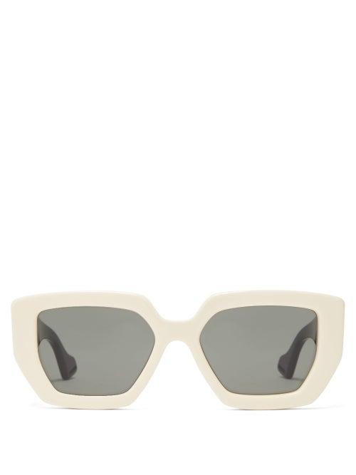 Matchesfashion.com Gucci - Oversized Angular Acetate Sunglasses - Womens - White