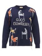 Mens Rtw Gucci - X Freya Hartas Eschatology Wool Sweater - Mens - Navy