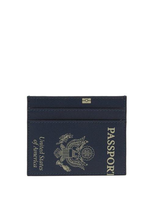 Matchesfashion.com Vetements - Passport Print Leather Cardholder - Womens - Navy