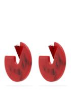 Matchesfashion.com Isabel Marant - Marble-effect Hoop Earrings - Womens - Red