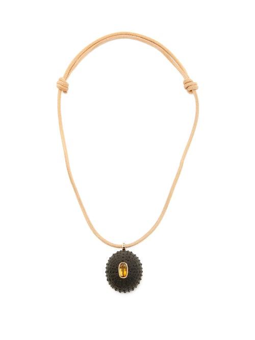 Matchesfashion.com Dezso - Grande Tourmaline, Ebony & 18kt Gold Necklace - Womens - Gold