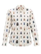 Matchesfashion.com Alexander Mcqueen - Beetle Print Cotton Shirt - Mens - White Multi