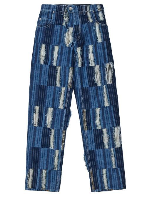 Charles Jeffrey Loverboy - Distressed Striped Jeans - Mens - Blue