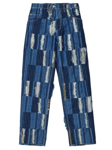 Charles Jeffrey Loverboy - Distressed Striped Jeans - Mens - Blue