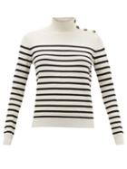 Matchesfashion.com Nili Lotan - Beale Striped High-neck Cashmere Sweater - Womens - Ivory Multi