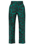 Matchesfashion.com La Doublej - Hendrix Satin-jacquard Trousers - Womens - Green Print