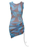 Louisa Ballou - Heatwave Floral-print Mesh Mini Dress - Womens - Blue Multi