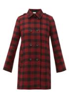 Matchesfashion.com Redvalentino - Double Breasted Prince Of Wales Checked Coat - Womens - Black Red