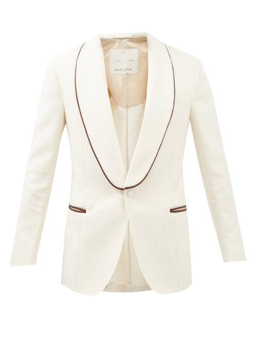 Giuliva Heritage Collection - Gaspare Framed-lapel Cotton-hopsack Dinner Jacket - Mens - White