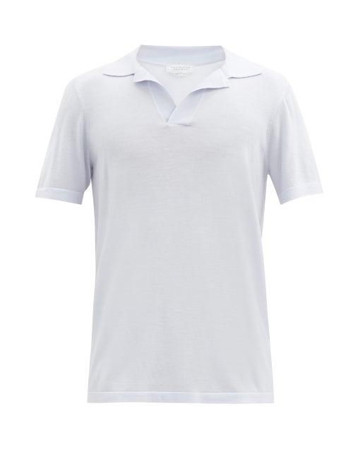 Matchesfashion.com Gabriela Hearst - Jinete Open-collar Wool Polo Shirt - Mens - Light Blue