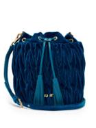 Matchesfashion.com Miu Miu - Matelass Velvet Bucket Bag - Womens - Blue