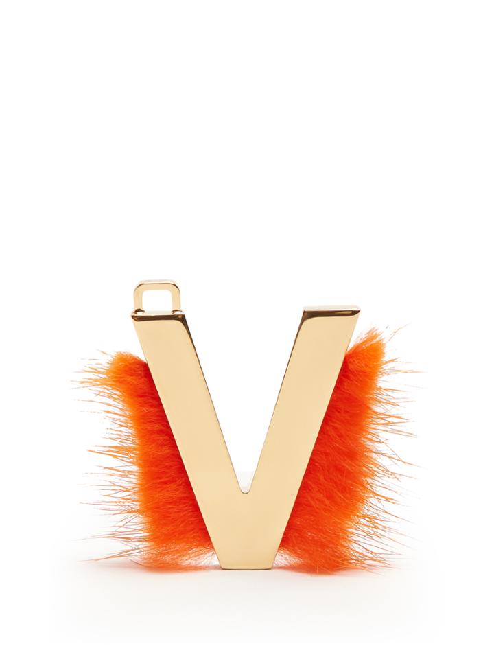 Fendi Abclick Letter 'v' Key Charm