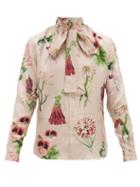 Matchesfashion.com Alister Mackie - Illustrative-print Necktie Silk-faille Shirt - Mens - Pink Multi