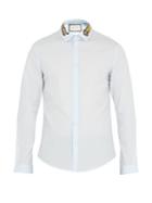 Gucci Duke Tiger-appliqu Point-collar Cotton Shirt