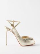 Christian Louboutin - Jenlove Alta 120 Leather Platform Pumps - Womens - Gold