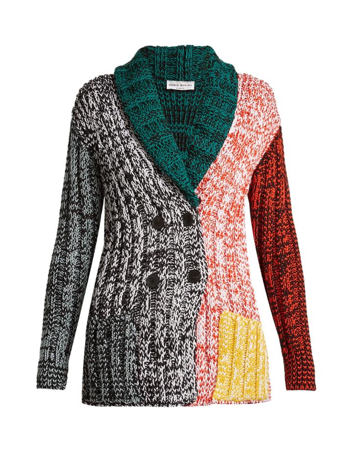 Sonia Rykiel Contrast-panel Chunky-knit Cardigan