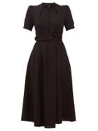 Matchesfashion.com Beulah - Aahna Puff Sleeve Belted Wool Dress - Womens - Black