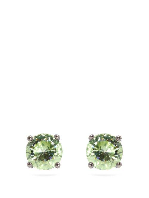 Matchesfashion.com Bottega Veneta - Cubic Zirconia And Sterling Silver Stud Earrings - Womens - Green
