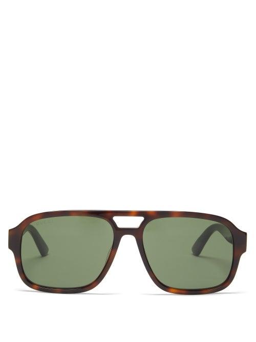 Mens Eyewear Gucci - Aviator Acetate Sunglasses - Mens - Tortoiseshell