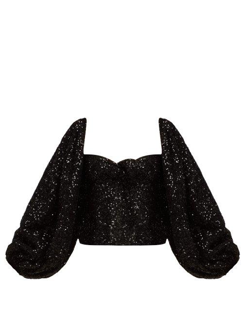 Matchesfashion.com Attico - Sequinned Balloon Sleeved Top - Womens - Black