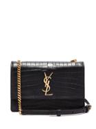 Matchesfashion.com Saint Laurent - Sunset Small Crocodile Effect Leather Bag - Womens - Black