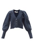 Sea - Gaida Balloon-sleeve Merino-blend Cardigan - Womens - Navy