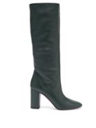 Matchesfashion.com Aquazzura - Boogie 85 Block-heel Leather Boots - Womens - Dark Green
