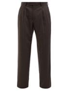 Auralee - Pleated Wool-flannel Wide-leg Trousers - Mens - Dark Brown