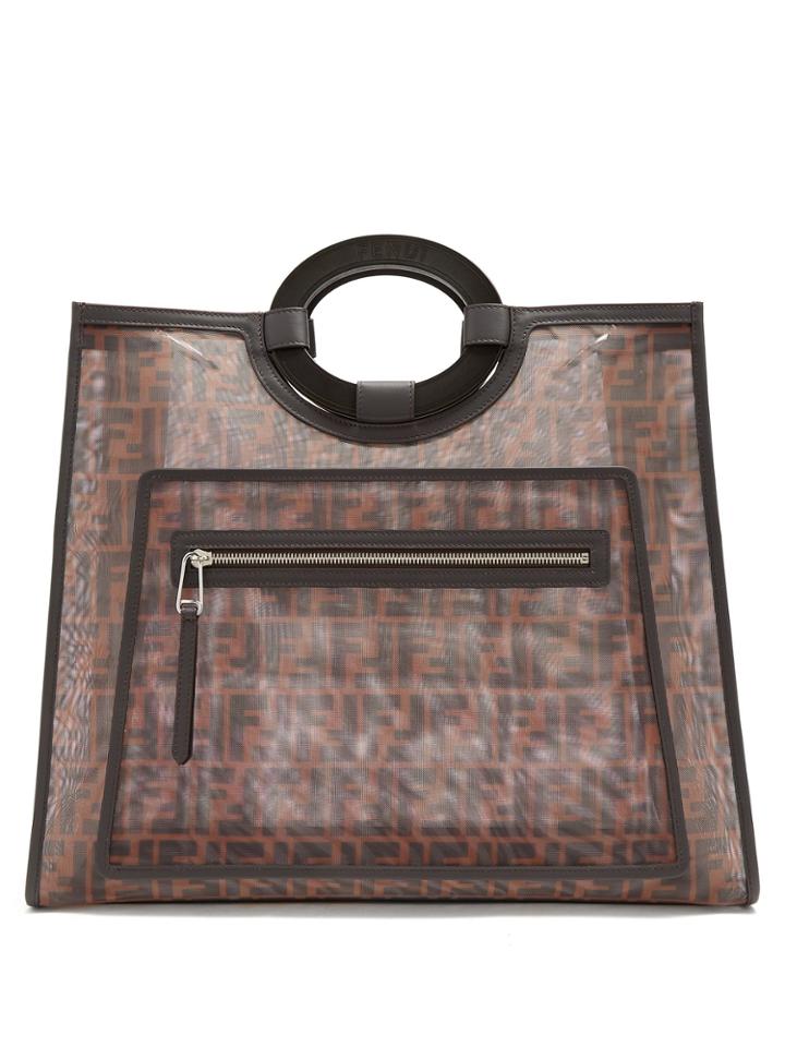 Fendi Logo-print Mesh Large Tote