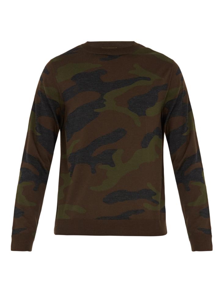 Valentino Camouflage-print Wool-knit Sweater