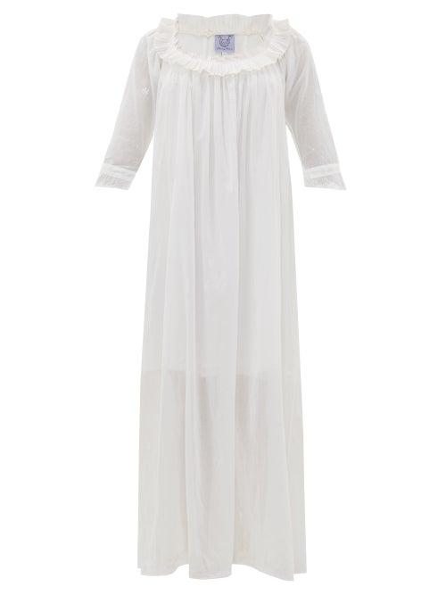 Matchesfashion.com Thierry Colson - Rosine Floral-embroidered Cotton-voile Maxi Dress - Womens - White