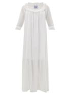 Matchesfashion.com Thierry Colson - Rosine Floral-embroidered Cotton-voile Maxi Dress - Womens - White