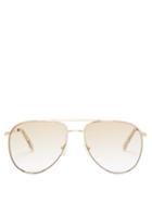 Matchesfashion.com Le Specs - Road Trip Aviator Metal Sunglasses - Womens - Gold Multi