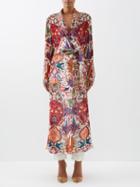 Etro - Dulcinea Paisley-print Satin Wrap Coat - Womens - Red Multi