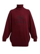 Matchesfashion.com Balenciaga - Logo Embroidered Roll Neck Wool Blend Sweater - Womens - Burgundy Multi