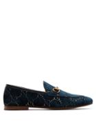 Matchesfashion.com Gucci - Jordaan Gg Velvet Loafers - Mens - Blue