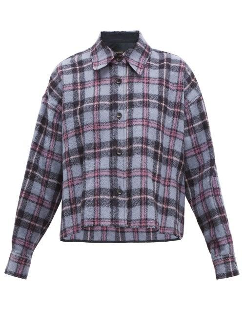 Matchesfashion.com Isabel Marant - Tartan Brushed Wool Shirt - Womens - Blue Multi
