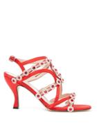 Matchesfashion.com Christopher Kane - Crystal-embellished Satin Sandals - Womens - Red