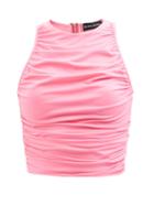 David Koma - Ruched-jersey Cropped Tank Top - Womens - Pink