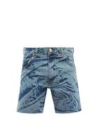 Matchesfashion.com Bianca Saunders - X Wrangler Scrunched-print Denim Shorts - Mens - Blue