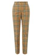 Matchesfashion.com Burberry - Two Tone Checked Cotton Straight Leg Trousers - Womens - Beige Multi