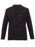 Matchesfashion.com The Gigi - Double Breasted Honeycomb Wool Blend Blazer - Mens - Navy